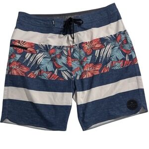 Rip Curl Mirage Board Shorts Men 36 Blue Stripe 9" Athletic Swim Surf Beach